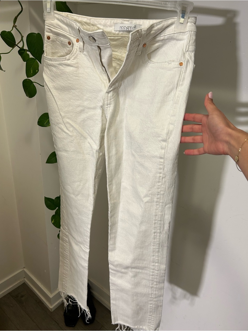 Mavi Off-White Straight-Leg Jeans